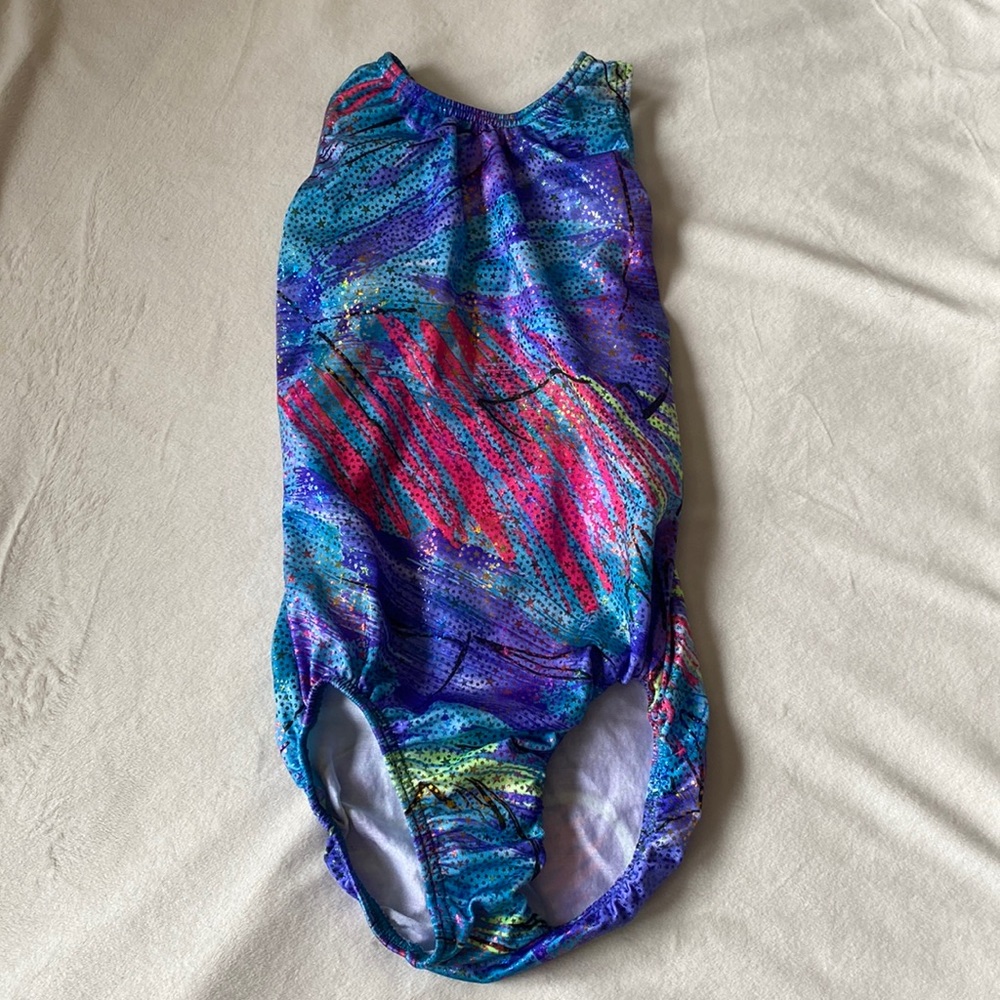 Neon Multicolor MotionWear gymnastics leotard.